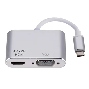 USB TypeC Za HDMI je združljiv 4K 30 Hz VGA Adapter USB 3.1 Vrste C, USB-C, VGA in HDMI je združljiv Video Adapter za Macbook Pro