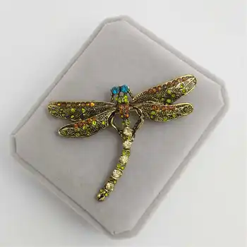 Ustvarjalne Insektov Dragonfly Broške Pin Letnik Kristalno Lady Nakit, Rute In Obleke, Pribor Darilo
