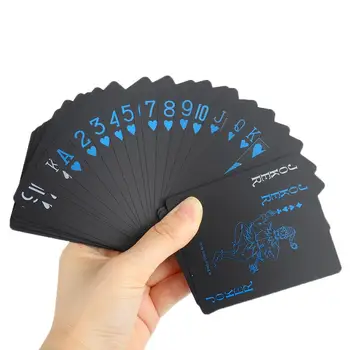 Ustvarjalne Luksuzni Črni Plastični Poker PVC Nepremočljiva Kul Črna, Rdeče/Modro Folijo Igralne Karte Standardne Velikosti 52+2 Poker Igre