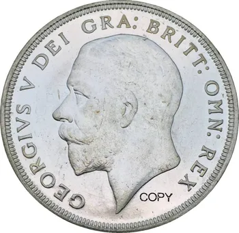 Velika Britanija 1930 1 Krono George V Venec Krono Cupronickel (Pozlačeno Srebro Kopijo Kovancev