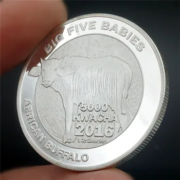Velikih Pet Dojenčki 5000 KWACHA 2016 Republike Zambija Priložnostnih Kovancev Afriški Bivol srebrnik