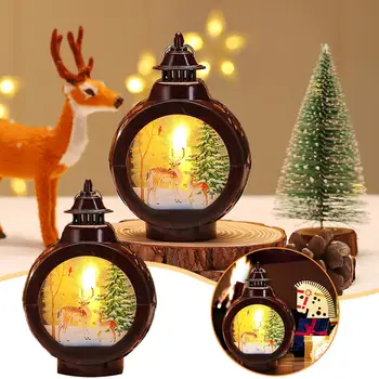Vesel Božič Retro Led Sveča, Luč Božič Namizje Vzorec Luč Ornament Leto Darila Elektronski Novo Elk Doma Decora K1e3