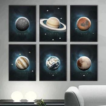 Vesolju, Sončev Sistem, Planet Plakat Galaxy Prostor Platno Stensko Slikarstvo Umetniške Grafike Znanost, Izobraževanje Slike Matične Šole Dekor