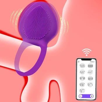 Vibrator Penis Prstan Silikonski Petelin Obroči Dick Vibrator Moški Penis Masaža Spolnih Igrač Za Moške APP Remote Control Časovni Zamik