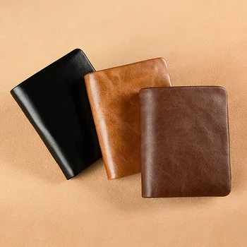 Vintage olje, vosek usnje kratek denarnice RFID anti-theft krtačo multi-funkcijo visoke zmogljivosti dvojno zadrgo kovanec denarnica denarnica