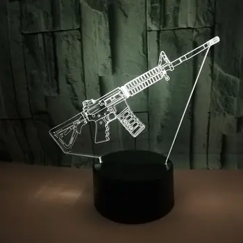 Vir Pištolo tip 3d Led 3D noč svetlobe 7 Dotik barve Daljinski upravljalnik 3d Vision Namizno Svetilko Ustvarjalno Darilo namizne Svetilke