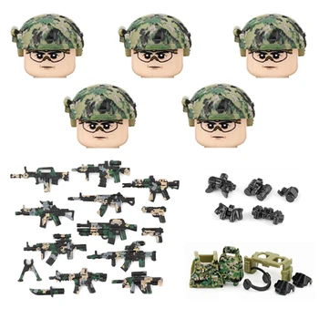 Vojska NAM je v Zraku Delitev Prikrivanje Čelada gradniki Posebne Sile Vojaki Multicolor Orožja, Pištole Del Opeke Igrače