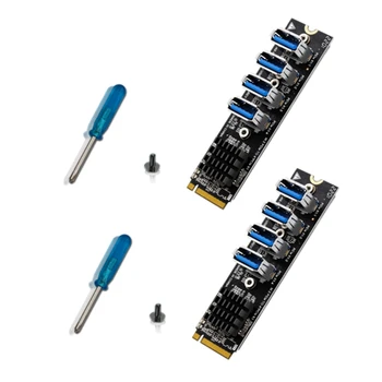 VROČE-2Pcs M. 2 PCIE Riser Card Za Rudarstvo 4-Port MKEY PCI-E X1 Adapter Modul 1 Do 4 Širitev Odbor Za BTC Minner Desktp PC