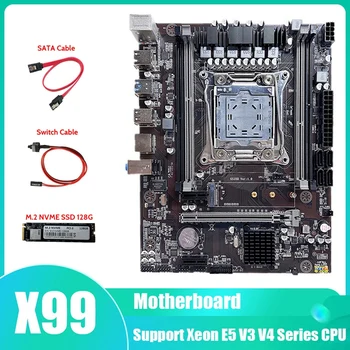 VROČE-X99 Motherboard LGA2011-3 Matično ploščo Računalnika Podporo DDR4 ECC RAM Pomnilnika Z M. 2 SSD 128G+Switch Kabel+SATA Kabel
