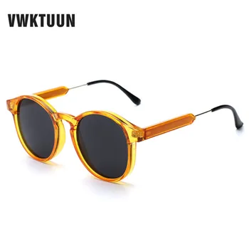 VWKTUUN Krog Vintage sončna Očala Ženske Moški Točk Pregleden Okvir sončna očala Za Ženske Prostem Krožne Odtenki UV400 Očala