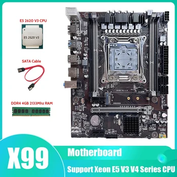 X99 Motherboard LGA2011-3 Matično ploščo Računalnika Podporo DDR4 ECC RAM Z E5 2620 V3 CPU+DDR4 4GB 2133Mhz RAM+SATA Kabel