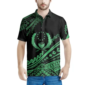 XS-3XL moška Polo Majica 2022 Polinezijski Plemenski Oblačila Pohnpei Logotip Črni in Zeleni Print Custom Kratka Sleeved Majico Poletje