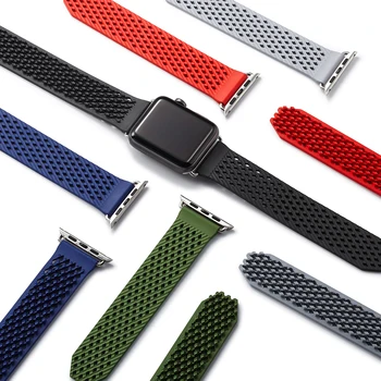 Za Apple Gledati Serije 4 Najnovejši Silikonske Gume Trak Watchband Za Apple ura 1 2 3 Pašček za Zapestje Zapestnica iWatch 38-42-40-46mm