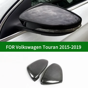 Za Volkswagen VW Touran 2015-2019 avto strani Rearview mirror kritje trim pribor črnih Ogljikovih vlaken vzorec vključite signal ogledalo