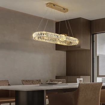 Zatemniti LED Ovalni Obesek Crystal Luči za Kuhinjski Otok, ki Visi Svetilka za Stropni Luksuzni Sodobno Dekoracijo 2022 Brezplačna Dostava