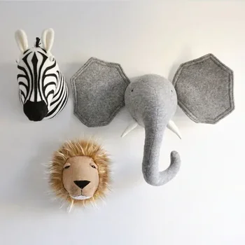 Zebra/Slon/Žirafa 3D Živali Glavo Wall Mount Otrok Polnjene Igrače v Otroški Sobi Stensko Dekoracijo Doma Dodatki, Darila za Rojstni dan