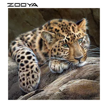 ZOOYA 5D DIY Diamond Slikarstvo Celoten Kvadratni Živali Leopard Diamond Vezenje Navzkrižno Šiv Nosorogovo Mozaik Slikarstvo Dekor F1134