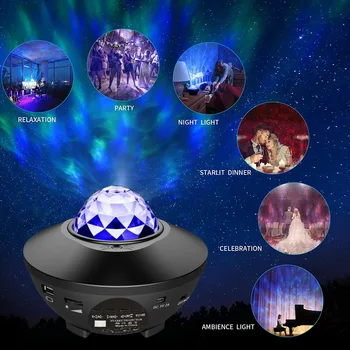 Zvezdnato Projektor Galaxy Noč Svetlobe z Ocean Val Glasbeni Zvočnik Meglica v Oblaku, Stropne Svetilke, za Dekoracijo Darilo za Rojstni dan Stranke
