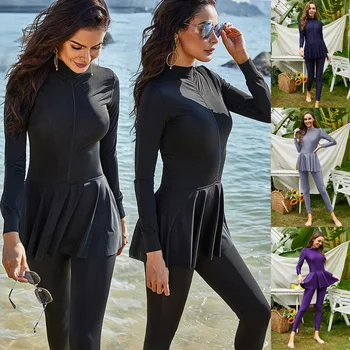 Črna, Plavanje Obleko Za Burkini Muslimanskih Modni Kopalke Ženske Kopalke Dolg Rokav Arabski Turčija Pakistanski Islamske Plavati Obrabe