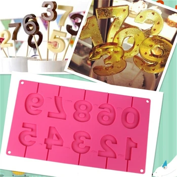 Številke Obliko Lollipop Silikonsko Plesni 3D Ročno Izdelani Čokoladni Lollipop Kuhinja Peko Silikonsko Plesni