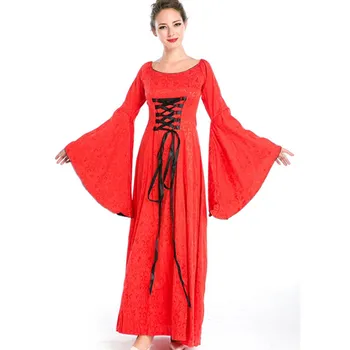 Ženske Princesa Kostum Fantasia Adulto Retro Tiskanja Pustni Kostum Rdeče Cosplay Ženske Stranke Obleke