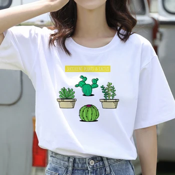 Ženske T-shirt Modni Ženski Tee Vrh Grafični Ženske T srajce Smešno Kaktus Natisni T-shirt Oblačila Camisas Mujer